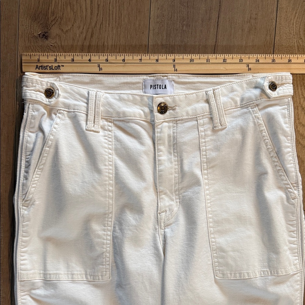 Pistola Women's Ivory Patch Pocket Pants Size 31 in Ivory High Rise Ankle Casual - Picture 9 of 12